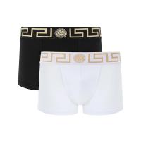 VERSACE 范思哲 送男友 男士 棉质希腊回纹饰边平角内裤两件套装 AU10181 A232741