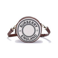 博柏利/巴宝莉 BURBERRY 女款织物配皮圆形Louise路易丝包单肩斜挎包腰包圆饼包80413091