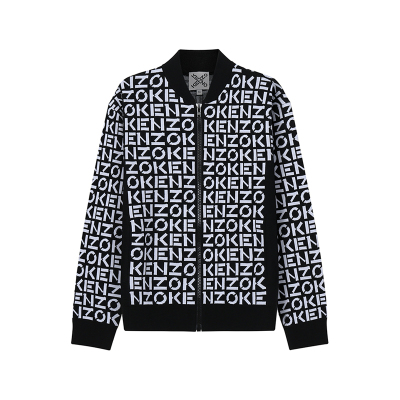 KENZO 高田贤三 男士Monogram系列棉/锦纶拉链针织衫外套 FC5 5BL691 3SC