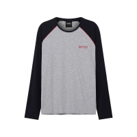 雨果博斯 HUGO BOSS 男士棉/莫代尔纤维圆领长袖睡衣T恤50463486