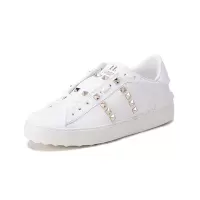 华伦天奴 VALENTINO 女士牛皮铆钉装饰系带休闲运动鞋板鞋小白鞋 XW2S0A01 BHS