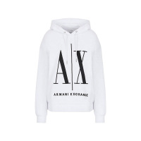 阿玛尼 ARMANI EXCHANGE 女士棉质ICON LOGO宽松版连帽长袖卫衣运动衫8NYM52 YJ68Z