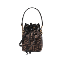 芬迪 FENDI 女士织物配皮MON TRESOR迷你手提单肩斜挎包抽绳水桶包8BS010 AKBB