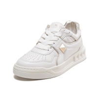 华伦天奴 VALENTINO 女士软羊革ONE STUD超大铆钉系带休闲运动鞋小白鞋1W2S0CS4 RUS