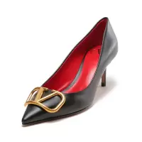 华伦天奴 VALENTINO 女士皮革VLOGO SIGNATURE尖头细跟浅口高跟鞋1W2S0EN0 DSH