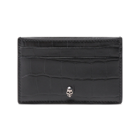 亚历山大·麦昆 ALEXANDER MCQUEEN 男士压花鳄鱼纹牛皮革骷髅装饰卡包卡夹649212 DZTIY