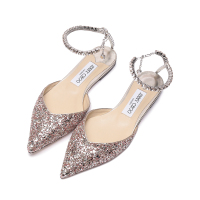 周仰杰 JIMMY CHOO 女士水晶链饰尖头平底单鞋凉鞋SAEDA FLAT BAO 231