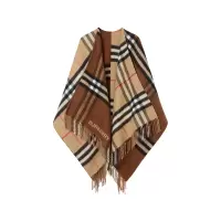 博柏利 BURBERRY 女款对比感格纹流苏披肩8059406