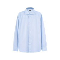 杰尼亚 ZEGNA 男士棉质浅蓝色Trofeo正装商务长袖衬衫9MS0BA