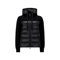 盟可睐/蒙口 MONCLER 女士衬垫羊毛半羽绒连帽开衫鹅绒拉链针织外套上衣 I1 093 9B00002 M1241