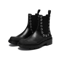 亚历山大·麦昆 ALEXANDER MCQUEEN 男士牛皮革/织物厚底切尔西靴子短靴730094 WHSWV