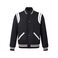 圣罗兰 SAINT LAURENT 春秋款 男士羊毛/羊皮革棒球服上衣夹克外套354718 Y180W