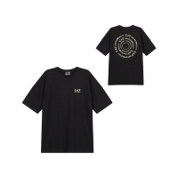 阿玛尼 EMPORIO ARMANI EA7 男士棉质黑色LOGO胶印宽松版圆领短袖T恤3RPT12 PJLBZ