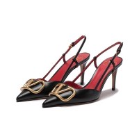 华伦天奴 VALENTINO 女士复古V标露跟尖头高跟鞋凉鞋2W2S0R01 DSH