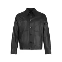 阿玛尼 EMPORIO ARMANI 男士羊皮革衬衫式皮衣外套上衣D41R8F D1P90