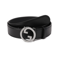古驰 GUCCI 男士/女士中性款皮革圆形互扣式双G搭扣不可裁剪皮带腰带703147 US10N