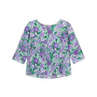 麦丝玛拉 女士桑蚕丝通体印花田园风七分袖圆领碎花套头衫上衣 51110931 VORRA