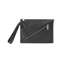 芬迪 男士牛皮纹理感条纹FF图案扁平手拿包 7VA491 AQW1