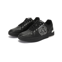 范思哲 男士V字徽章印花厚底板鞋系带休闲运动鞋 75YA3SJ1 ZP356