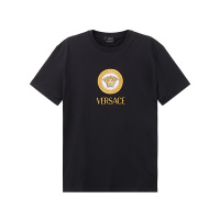 范思哲 男士棉质美杜莎刺绣修身版短袖T恤 1008469 1A06059