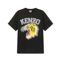 高田贤三 男士/女士中性款棉质虎头胶印超宽松版型圆领短袖T恤 FD6 5TS008 4SG