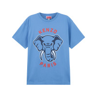 高田贤三 男士/女士中性款棉质大象LOGO胶印超大版圆领短袖T恤 FD6 5TS006 4SG