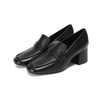 思缇韦曼 STUART WEITZMAN 女士皮革方头粗跟单鞋高跟鞋SLEEK 60 LOAFER