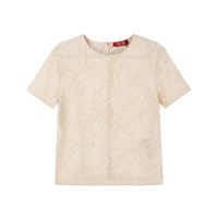 麦丝玛拉 Max Mara Studio 女士宽松版镂空蕾丝针织圆领短袖T恤 69410131 LETTERA