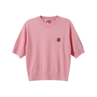 高田贤三 KENZO 女士BOKE系列羊毛小海棠花刺绣短款圆领短袖羊毛衫针织衫FD5 2PU383 3LB