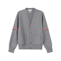 汤姆·布朗 男士棉质三色条纹经典款V领针织开衫薄外套 MKC310A Y3007