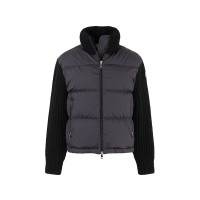 盟可睐/蒙口 女士松身版加衬羊毛半羽绒开衫鹅绒拉链针织外套 9B00025 M1241