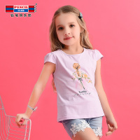 铅笔俱乐部童装2019夏装新款女童短袖T恤中大童上衣儿童圆领T恤