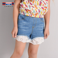 铅笔俱乐部童装2019夏装新款女童牛仔裤中大童牛仔短裤儿童裤子