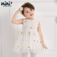 铅笔俱乐部童装2019夏装新款女童背心连衣裙女小童翻领裙子儿童裙