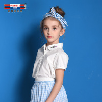 铅笔俱乐部童装2019夏季女童短袖衬衫儿童上衣中大童衬衫儿童衬衫
