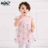 铅笔俱乐部童装2019女童连衣裙女小童宝宝短袖裙子儿童圆领连衣裙
