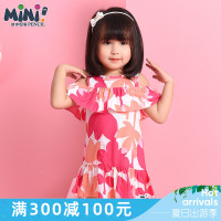 铅笔俱乐部童装2019夏装新款女童连衣裙女小童宝宝露肩裙子儿童裙