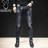 花花公子PLAYBOY JEANS秋冬款牛仔裤男士宽松直筒大码弹力冬季休闲长裤子男
