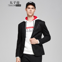 太子龙(TEDELONJEANS) 休闲西装男 时尚修身皮绒小西服单西青年外套上衣