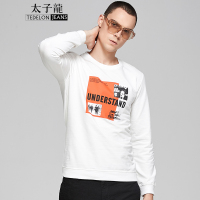 太子龙(TEDELONJEANS) 卫衣男 圆领字母印花修身舒适多色潮流套头上衣