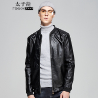 太子龙(TEDELON) 皮衣夹克男 2018秋冬新款 棒球领时尚机车短款修身潮流百搭外套
