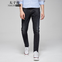 太子龙(TEDELONJEANS) 牛仔裤男 2018秋冬新款 小脚棉弹修身百搭猫须个性牛仔长裤