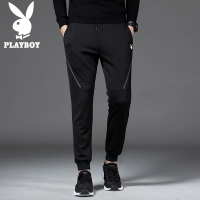 花花公子PLAYBOYJEANS男装 秋季热卖韩版ins潮流黑色修身裤子男束脚休闲长裤