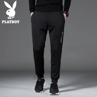 花花公子PLAYBOYJEANS男装秋季热卖韩版ins潮流黑色修身裤子男束脚休闲长裤
