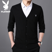 花花公子PLAYBOYJEANS针织衫 时尚V领长袖针织外套个性纯色 2018秋季上衣潮牌开衫毛衣