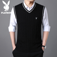 花花公子PLAYBOYJEANS针织衫男 冬季V领无袖针织毛衣 坎肩毛衫休闲马甲背心