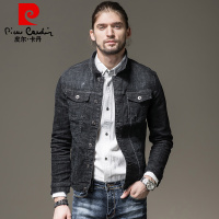 皮尔卡丹pierre cardin牛仔夹克男 时尚翻领多口袋修身男士舒适百搭夹克外套