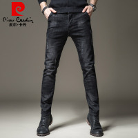 皮尔卡丹pierre cardin牛仔裤男 柔软舒适弹力猫须刮烂时尚休闲直筒男装