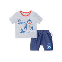 贝贝怡男童短袖套装夏季宝宝纯棉上衣裤子两件套192T329