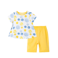 贝贝怡女童装纯棉短袖套装透气夏季短上衣短裤外出服182T192